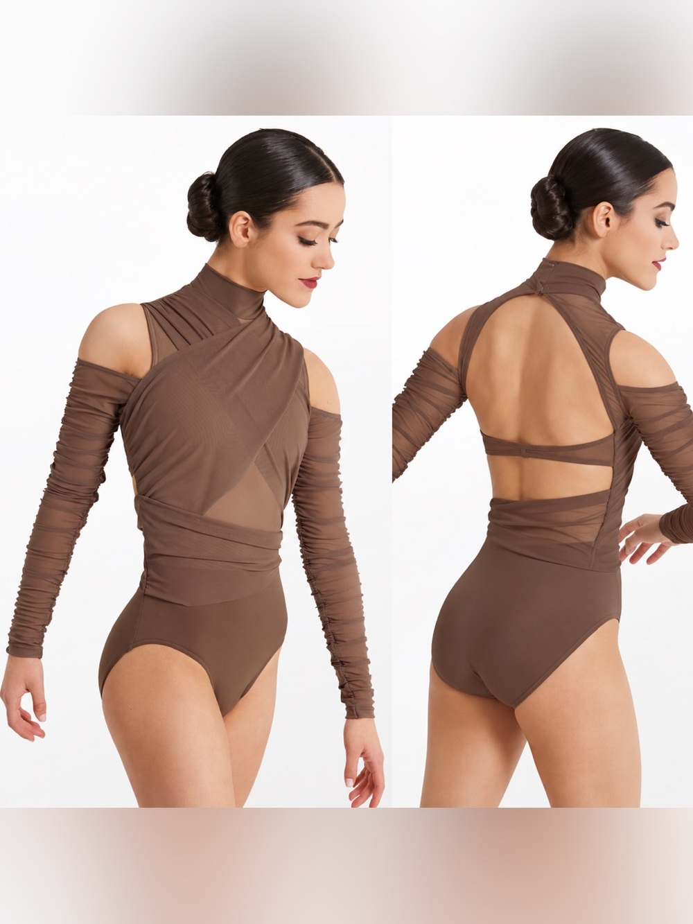 Weissman Balera contemporary Dance costume brown Mesh Leotard MT11418 MA adult